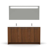 Casa Mare Benna 63 Matte Walnut Bathroom Vanity and Double Sink Combo with LED Mirror - Benna160MW-63-S